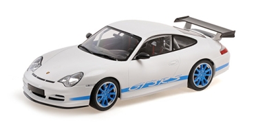 155062021 PORSCHE 911 GT3 RS – 2002 – WHITE W/BLUE STRIPES 1:18